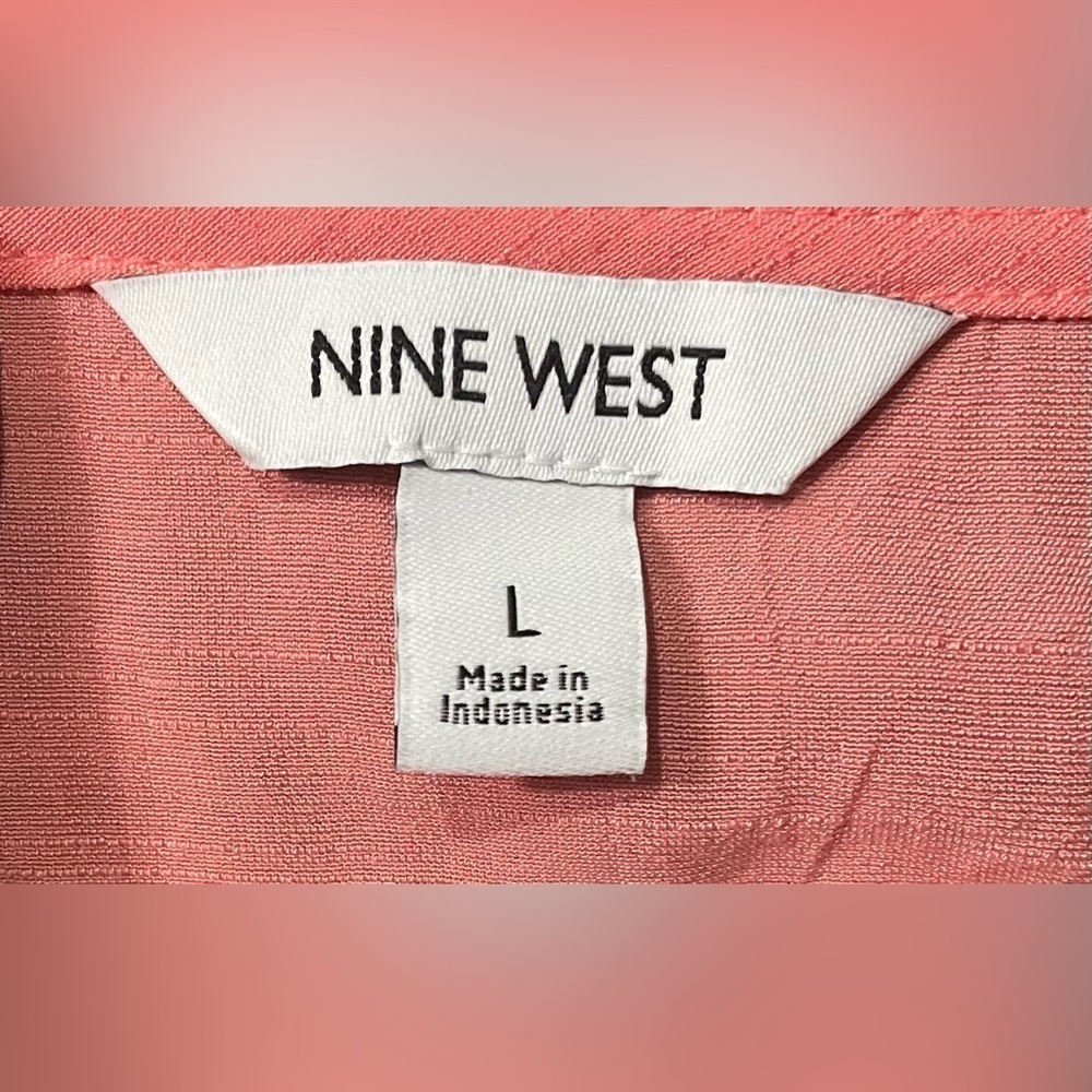 Nine West Women Pink/orange Short Sleeve Blouse L - Picture 6 of 7
